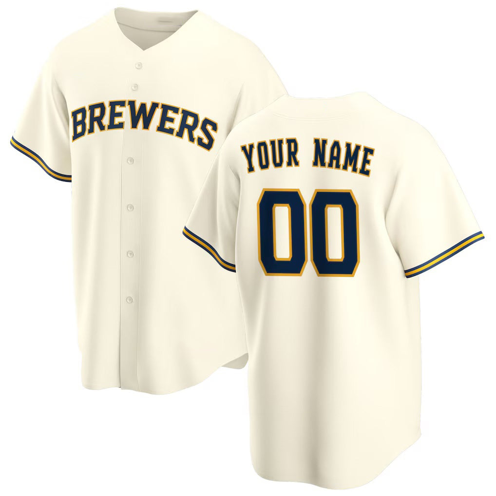 Custom Milwaukee Brewers Cream KLUNKIM Home Replica Jersey