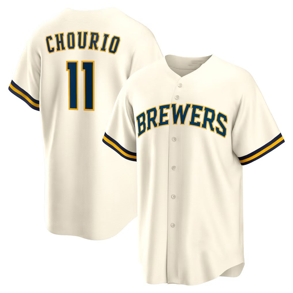 Milwaukee Brewers #11 Jackson Chourio Cream KLUNKIM Home Replica Jersey