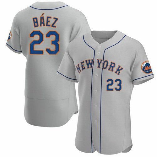 New York Mets #23 Javier Baez Gray KLUNKIM Anthentic Jersey