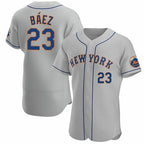 New York Mets #23 Javier Baez Gray KLUNKIM Anthentic Jersey