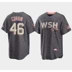Washington Nationals #46 Patrick Corbin 2022 Grey KLUNKIM City Connect Cherry Blossom Cool Base Stitched Jersey