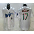 Los Angeles Dodgers #17 Shohei Ohtani White Green KLUNKIM Stitched Cool Base Jersey 2