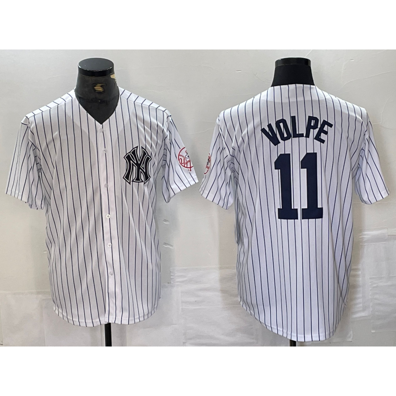 New York Yankees #11 Anthony Volpe Name White KLUNKIM With Patch 2024 Cool Base Stitched Jersey