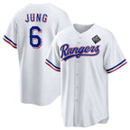 Texas Rangers #6 Josh Jung 2023 White KLUNKIM World Series Stitched Jersey