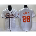 Detroit Tigers #28 Javier B¨¢ez KLUNKIM White Cool Base Stitched Jersey