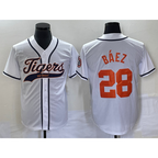 Detroit Tigers #28 Javier B¨¢ez KLUNKIM White Cool Base Stitched Jersey