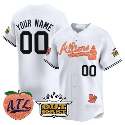 Custom Atlanta Braves Atliens & Peach Vapor Premier Limited Jersey -White KLUNKIM