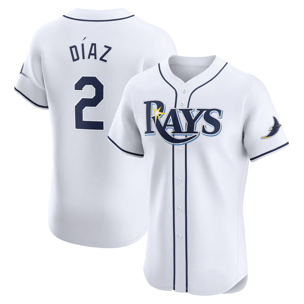 Tampa Bay Rays #2 Yandy Diaz White KLUNKIM Home Elite Player Jersey