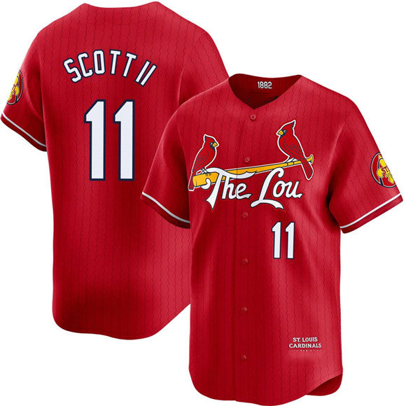 St. Louis Cardinals #11 Victor Scott II Red KLUNKIM City Connect Limited Stitched Jersey