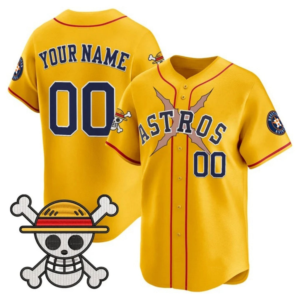 Custom Houston Astros x One Piece Gold KLUNKIM Vapor Premier Limited Jersey - Stitched