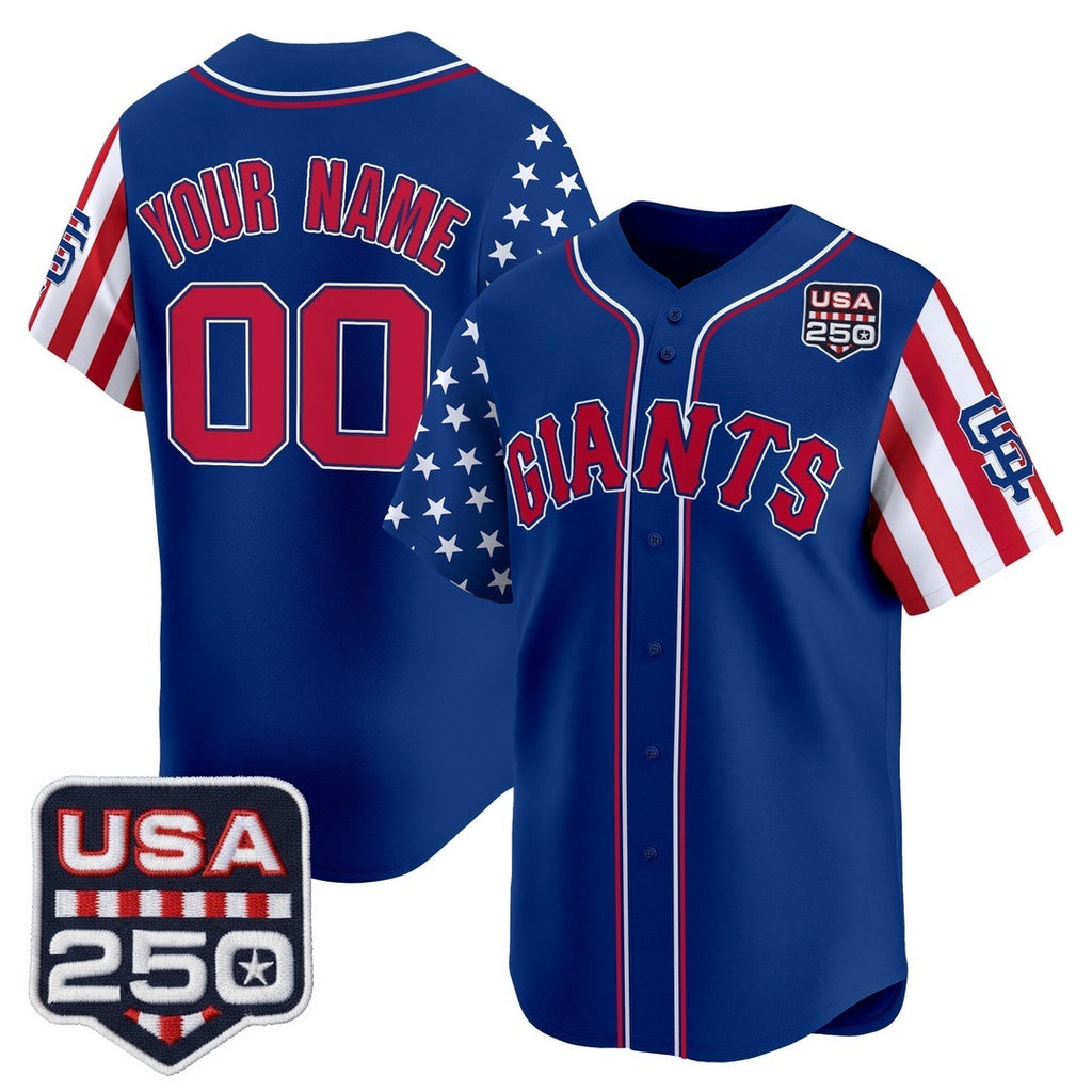 Custom San Francisco Giants America 250 Edition Vapor Premier Limited Royal KLUNKIM Stitched Jerseys