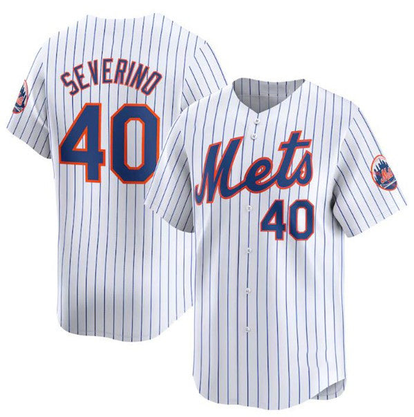 New York Mets #40 Luis Severino White KLUNKIM 2024 Home Limited Stitched Jersey