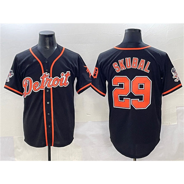 Detroit Tigers #29 Tarik Skubal Black KLUNKIM With Patch Cool Base Stitched Jersey