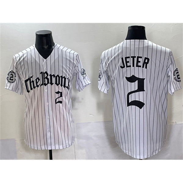 New York Yankees #2 Derek Jeter White KLUNKIM Pinstripe 'Gothic Legacy Edition' Vapor Premier Limited Stitched Jersey