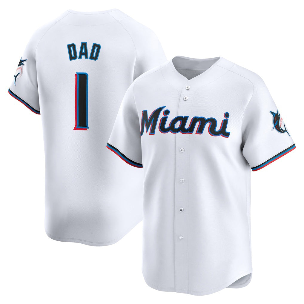 Miami Marlins #1 Dad White KLUNKIM Home Limited Jersey