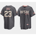 Washington Nationals #23 Nelson Cruz 2022 Grey KLUNKIM City Connect Cherry Blossom Cool Base Stitched Jersey