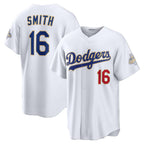 Los Angeles Dodgers #16 Will Smith White KLUNKIM 2026 Gold Collection Stadium Jersey