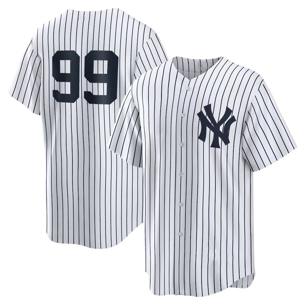 New York Yankees #99 Aaron Judge White KLUNKIM Home Replica Player Name Jersey