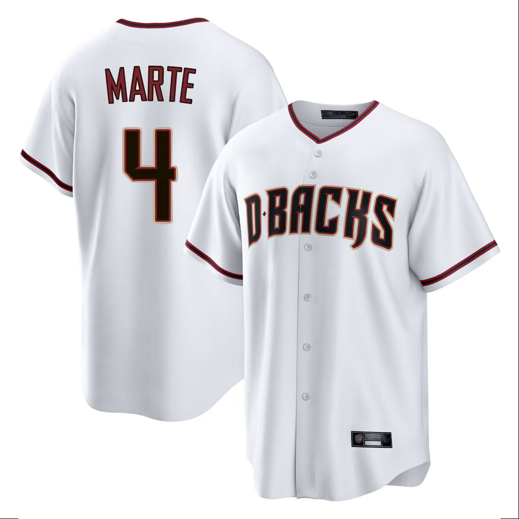 Arizona Diamondbacks #4 Ketel Marte Player White KLUNKIM Home Game Stitched Jerseys