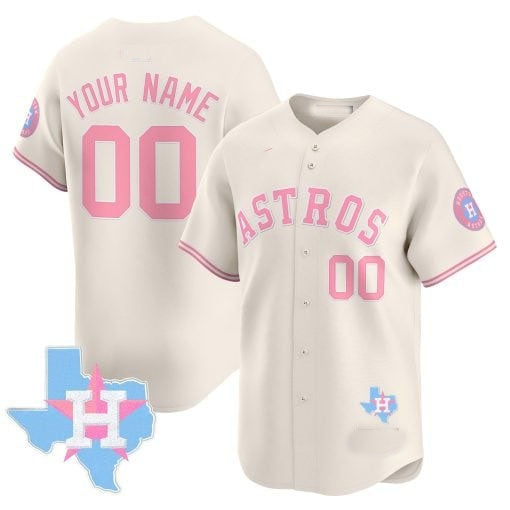 Custom Houston Astros Bubblegum Cream KLUNKIM Vapor Premier Limited Jersey ¨C All Stitched