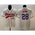 Atlanta Braves #28 Matt Olson White KLUNKIM Cool Base With Patch Stitched Jersey