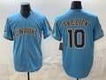 Milwaukee Brewers #10 Sal Frelick Blue KLUNKIM With Home & Bob Uecker Patch Stitched Jersey