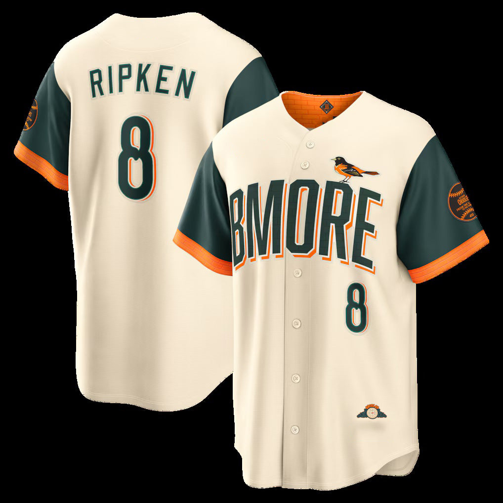 Baltimore Orioles #8 Cal Ripken Jr. Natural KLUNKIM 2026 City Connect Stadium Jersey