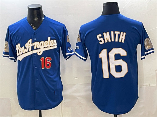Los Angeles Dodgers #16 Will Smith Royal KLUNKIM 2026 Gold Collection 9x & B2B Champs Patch Stitched Jersey