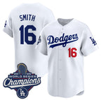 Los Angeles Dodgers #16 Will Smith White KLUNKIM 2025 Champions Stitched Jersey
