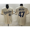 Minnesota Twins #47 Edouard Julien Number Cream KLUNKIM Cool Base Stitched Jersey