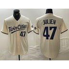 Minnesota Twins #47 Edouard Julien Number Cream KLUNKIM Cool Base Stitched Jersey