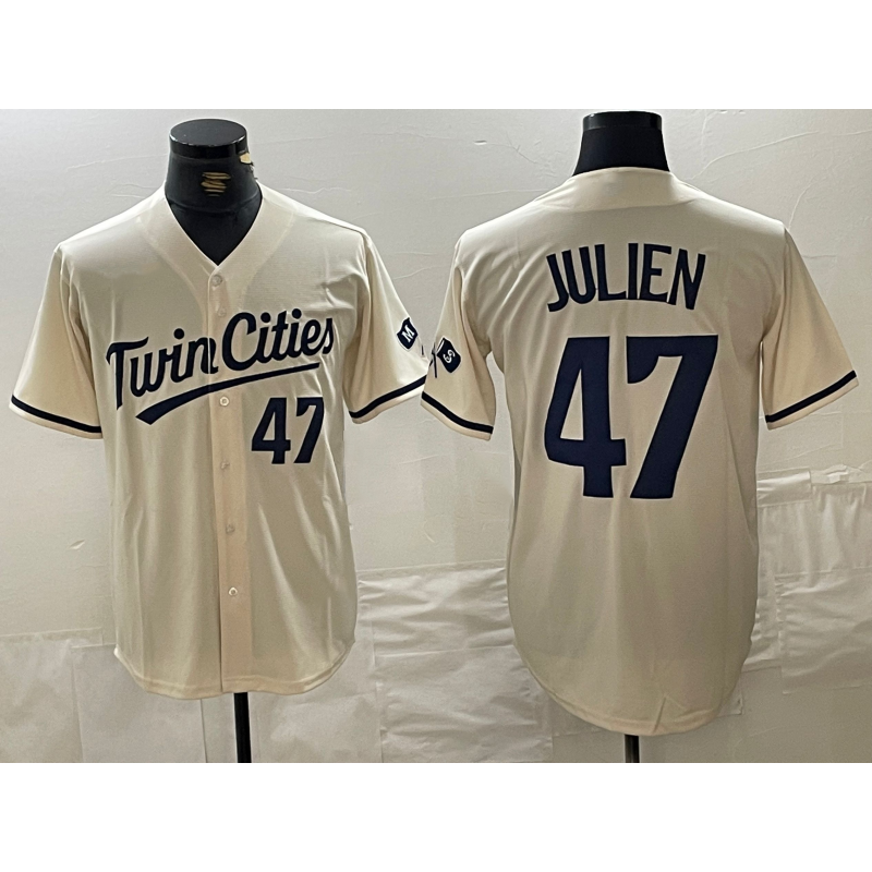 Minnesota Twins #47 Edouard Julien Number Cream KLUNKIM Cool Base Stitched Jersey