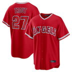 Los Angeles Angels #27 Mike Trout Player Red KLUNKIM Home Game Stitched Jerseys