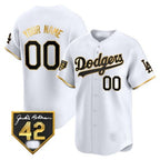 Custom Los Angeles Dodgers 2024 Jackie Robinson Patch Vapor Premier Limited Jersey ¨C White Gold KLUNKIM