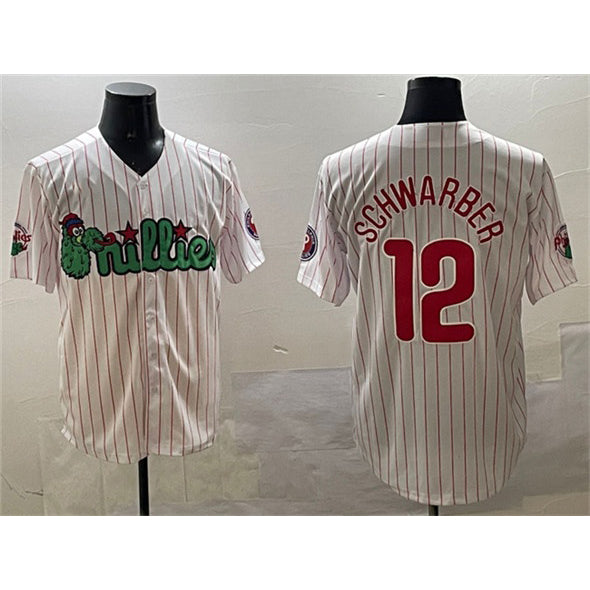Philadelphia Phillies #12 Kyle Schwarber White KLUNKIM Phanatic Cool Base Stitched Jersey