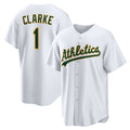 Oakland Athletics #1 Denzel Clarke White KLUNKIM Home Replica Jersey