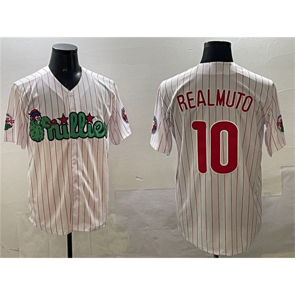 Philadelphia Phillies #10 J.T. Realmuto White KLUNKIM Phanatic Cool Base Stitched Jersey