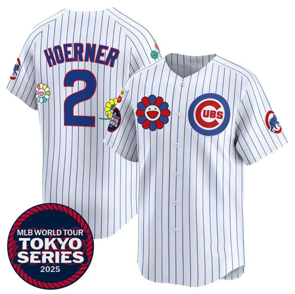 Chicago Cubs #2 Nico Hoerner White KLUNKIM 2025 Tokyo Series Limited Stitched Jersey
