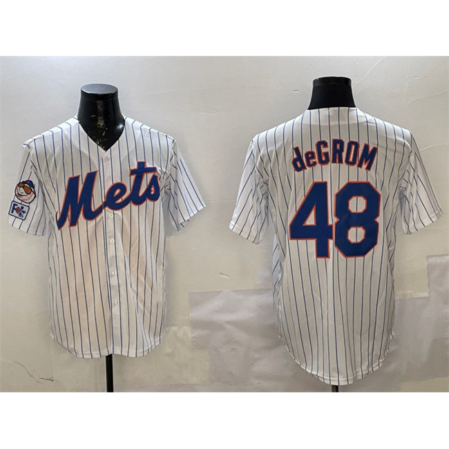 New York Mets #48 Jacob DeGrom White KLUNKIM 2025 Spring Training Cool Base Stitched Jersey