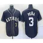 Houston Astros #3 Jeremy Pena Number Black KLUNKIM Cool Base Stitched Jersey
