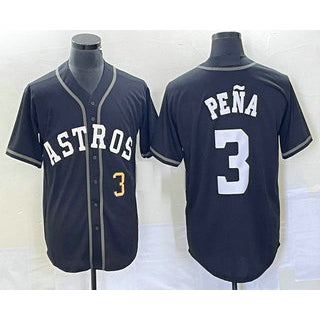 Houston Astros #3 Jeremy Pena Number Black KLUNKIM Cool Base Stitched Jersey