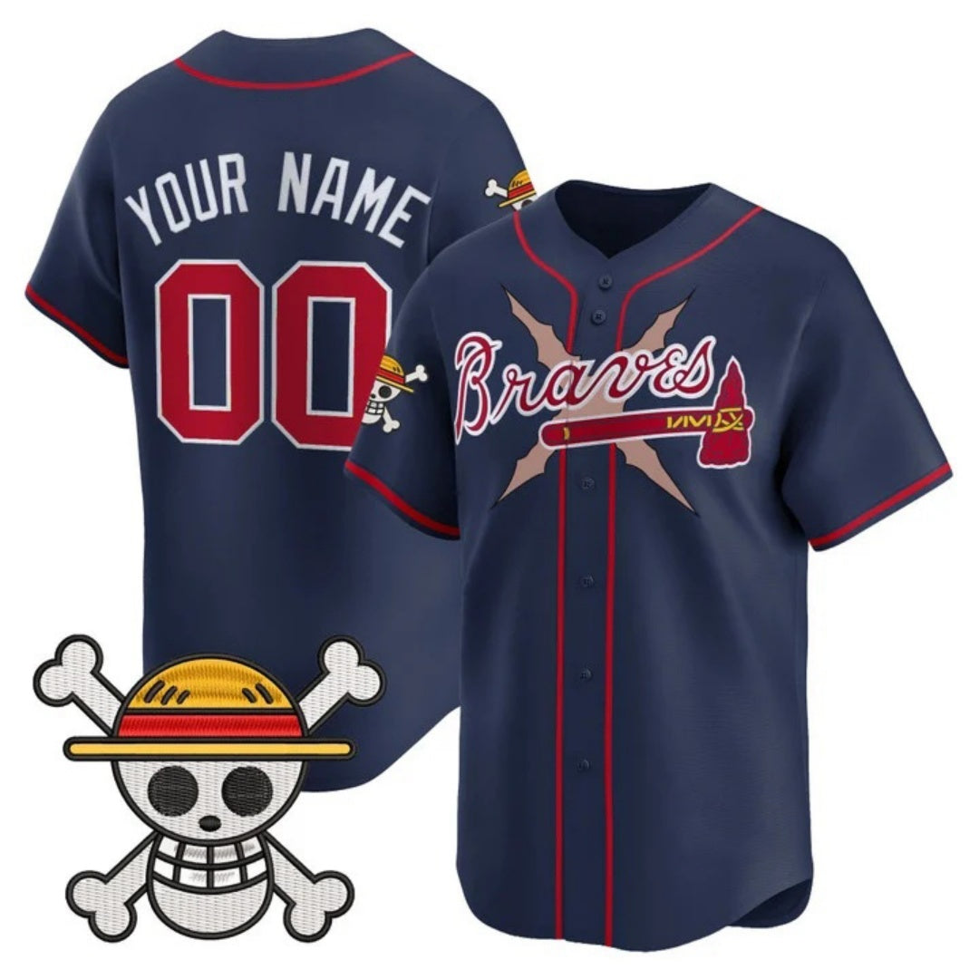 Custom Atlanta Braves x One Piece Navy KLUNKIM Vapor Premier Limited Jersey - Stitched