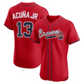 Atlanta Braves #13 Ronald Acuna Jr Red KLUNKIM Alternate 2 Elite Jersey