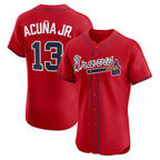 Atlanta Braves #13 Ronald Acuna Jr Red KLUNKIM Alternate 2 Elite Jersey