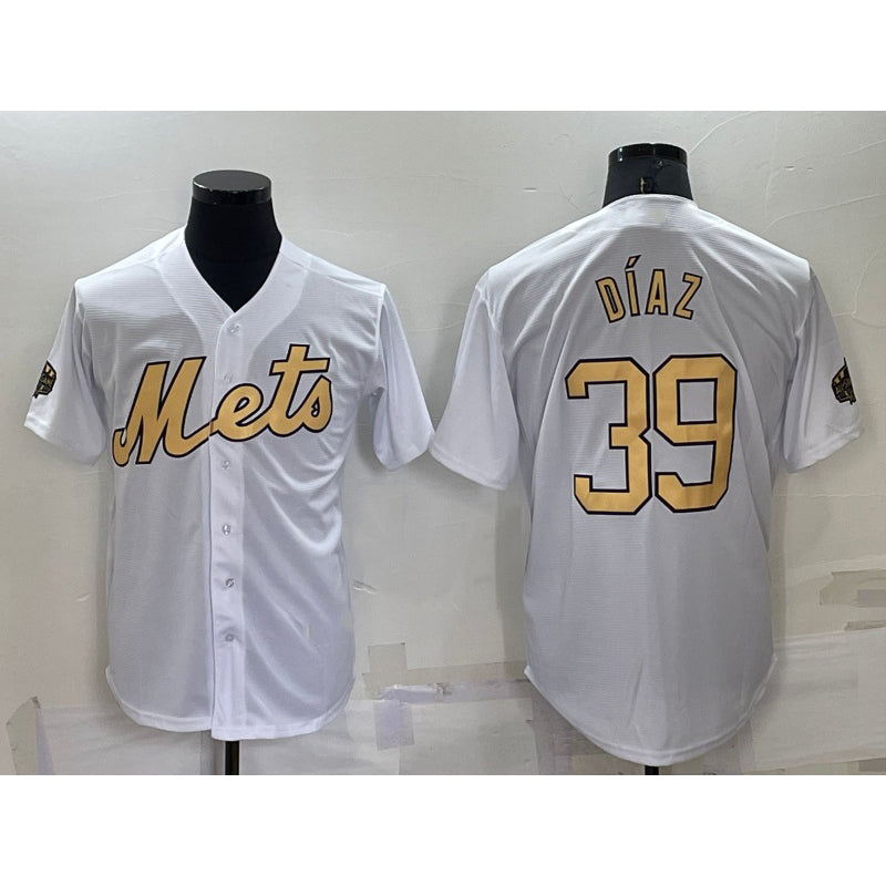 New York Mets #39 Edwin Diaz White KLUNKIM 2022 All Star Stitched Cool Base Jersey