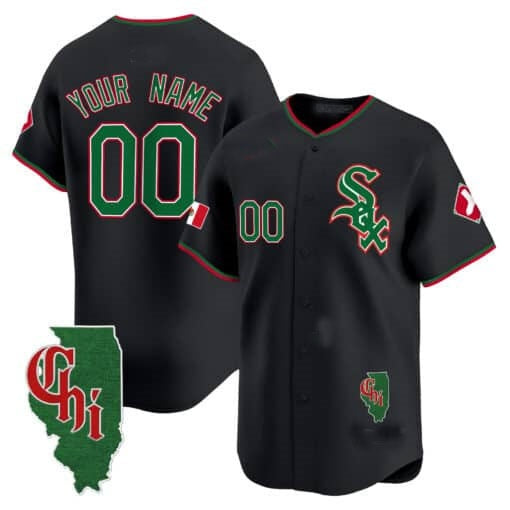 Custom Chicago White Sox Mexico Vapor Premier Limited Jersey ¨C Illinois Patch ¨C Black KLUNKIM