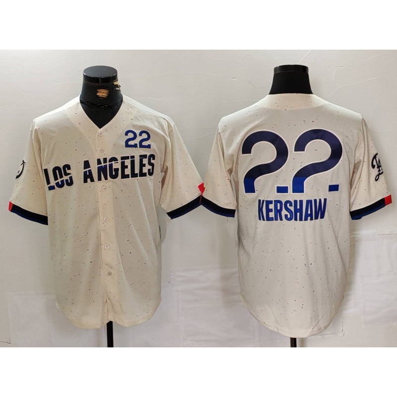 Los Angeles Dodgers #22 Clayton Kershaw Cream KLUNKIM 2024 City Connect Limited Jersey