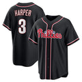 Philadelphia Phillies #3 Bryce Harper Fashion Black KLUNKIM Out Stitched Baseball Jersey