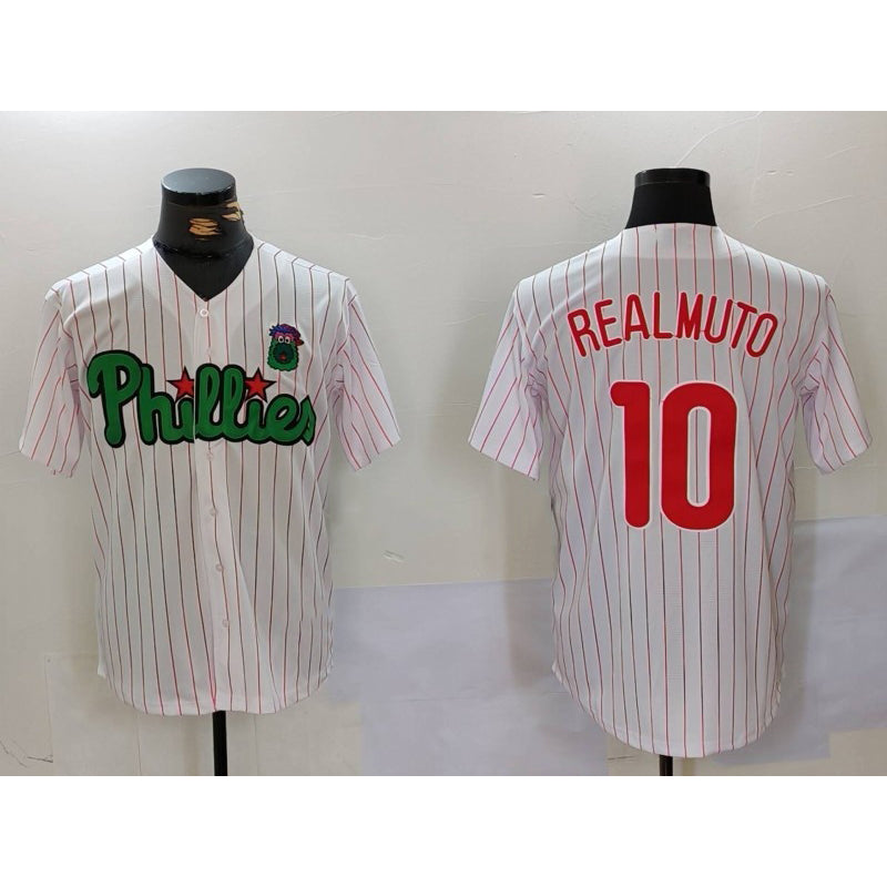 Philadelphia Phillies #10 J.T. Realmuto White Green KLUNKIM Cool Base Stitched Jersey 2