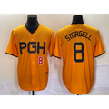 Pittsburgh Pirates #8 Willie Stargell Number Gold KLUNKIM 2023 City Connect Stitched Jersey 3